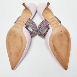 Pre Owned Malone Souliers Pink Leather Maisie  Mules Size 38.5 