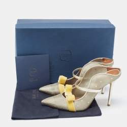 Pre Owned Malone Souliers Metallic Mesh and Leather Marguerite Bow Mules Size 38.5