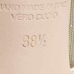 Pre Owned Malone Souliers Metallic Mesh and Leather Marguerite Bow Mules Size 38.5