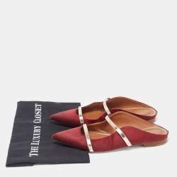 Malone Souliers Burgundy Satin Maureen Flats Size 37.5