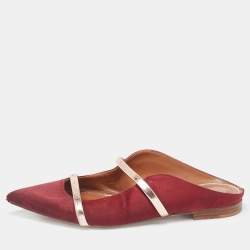 Malone Souliers Burgundy Satin Maureen Flats Size 37.5