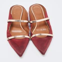 Malone Souliers Burgundy Satin Maureen Flats Size 37.5