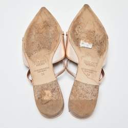 Pre Owned Malone Souliers Rose Gold Leather Frankie Mary Jane Flat Mules Size 39