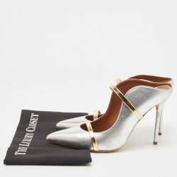 Pre Owned Malone Souliers Silver Leather Maureen Pumps Size 39