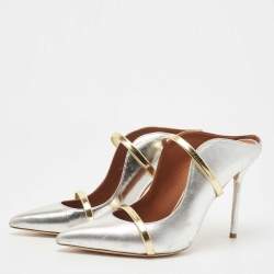 Pre Owned Malone Souliers Silver Leather Maureen Pumps Size 39