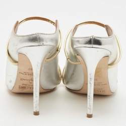 Pre Owned Malone Souliers Silver Leather Maureen Pumps Size 39