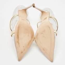 Pre Owned Malone Souliers Silver Leather Maureen Pumps Size 39