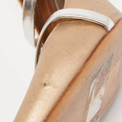 Pre Owned Malone Souliers Metallic Gold/Silver Leather Maureen Mules Size 38