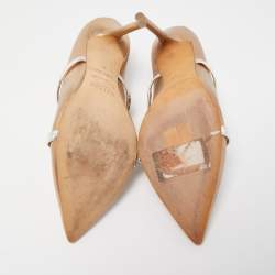 Pre Owned Malone Souliers Metallic Gold/Silver Leather Maureen Mules Size 38