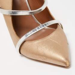 Pre Owned Malone Souliers Metallic Gold/Silver Leather Maureen Mules Size 38