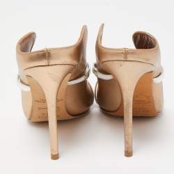 Pre Owned Malone Souliers Metallic Gold/Silver Leather Maureen Mules Size 38