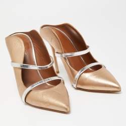 Pre Owned Malone Souliers Metallic Gold/Silver Leather Maureen Mules Size 38