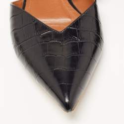 Pre Owned Malone Souliers Black Croc Embossed Maisie Sandals Size 39