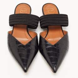 Pre Owned Malone Souliers Black Croc Embossed Maisie Sandals Size 39