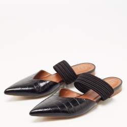 Pre Owned Malone Souliers Black Croc Embossed Maisie Sandals Size 39