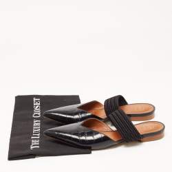 Pre Owned Malone Souliers Black Croc Embossed Maisie Sandals Size 39