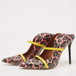 Pre Owned Malone Souliers Multicolor Python And Leather Maureen Pointed Toe Mules Size 38.5