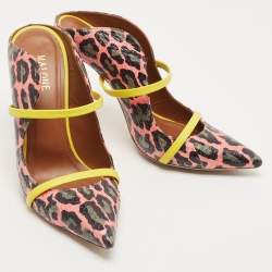 Pre Owned Malone Souliers Multicolor Python And Leather Maureen Pointed Toe Mules Size 38.5