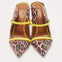 Pre Owned Malone Souliers Multicolor Python And Leather Maureen Pointed Toe Mules Size 38.5
