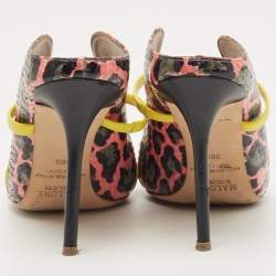Pre Owned Malone Souliers Multicolor Python And Leather Maureen Pointed Toe Mules Size 38.5