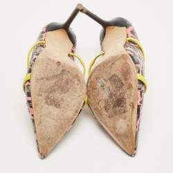 Pre Owned Malone Souliers Multicolor Python And Leather Maureen Pointed Toe Mules Size 38.5