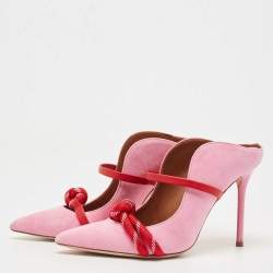 Pre Owned Malone Souliers by Roy Luwolt Pink/Red Suede and Leather Knotted Rope Mules Size 36
