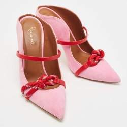 Pre Owned Malone Souliers by Roy Luwolt Pink/Red Suede and Leather Knotted Rope Mules Size 36