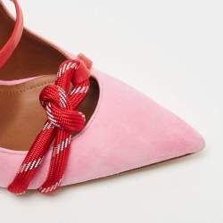 Pre Owned Malone Souliers by Roy Luwolt Pink/Red Suede and Leather Knotted Rope Mules Size 36