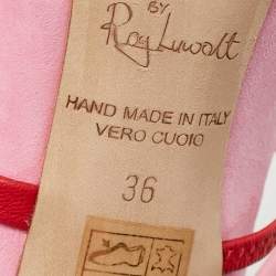 Pre Owned Malone Souliers by Roy Luwolt Pink/Red Suede and Leather Knotted Rope Mules Size 36