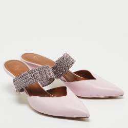 Pre Owned Malone Souliers x Ray Luwolt Pink Leather Maisie Mules Size 38