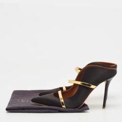 Pre Owned Malone Souliers Black Satin Maureen Mules Size 39
