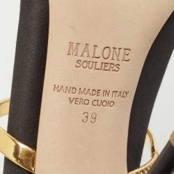 Pre Owned Malone Souliers Black Satin Maureen Mules Size 39