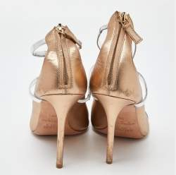 Pre Owned Malone Souliers Gold/Silver Leather Mika Triple Band Peep Toe Pumps Size 39