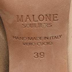 Pre Owned Malone Souliers Gold/Silver Leather Mika Triple Band Peep Toe Pumps Size 39