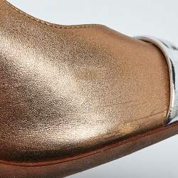 Pre Owned Malone Souliers Gold/Silver Leather Mika Triple Band Peep Toe Pumps Size 39