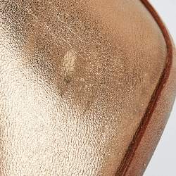 Pre Owned Malone Souliers Gold/Silver Leather Mika Triple Band Peep Toe Pumps Size 39