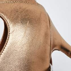 Pre Owned Malone Souliers Gold/Silver Leather Mika Triple Band Peep Toe Pumps Size 39