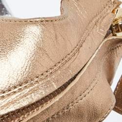 Pre Owned Malone Souliers Gold/Silver Leather Mika Triple Band Peep Toe Pumps Size 39