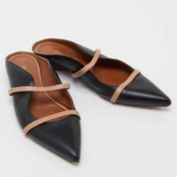 Pre Owned Malone Souliers Black Leather Maureen Flat Mules Size 39