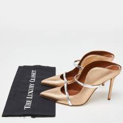 Pre Owned Malone Souliers Metallic Gold/Silver Leather Maureen Mules Size 41