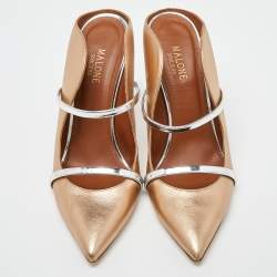 Pre Owned Malone Souliers Metallic Gold/Silver Leather Maureen Mules Size 41