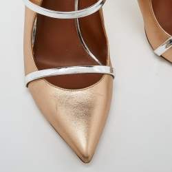 Pre Owned Malone Souliers Metallic Gold/Silver Leather Maureen Mules Size 41