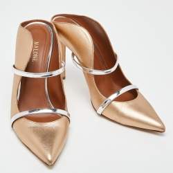 Pre Owned Malone Souliers Metallic Gold/Silver Leather Maureen Mules Size 41
