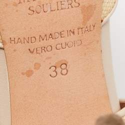 Pre Owned Malone Souliers Beige Raffia Imogen Mules Size 38