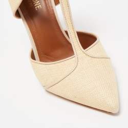 Pre Owned Malone Souliers Beige Raffia Imogen Mules Size 38
