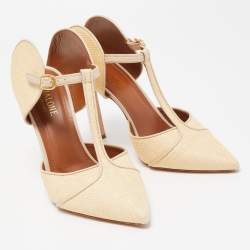 Pre Owned Malone Souliers Beige Raffia Imogen Mules Size 38