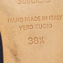 Pre Owned Malone Souliers Navy Blue Canvas Victoria Bow Mules Size 38.5