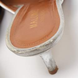 Pre Owned Malone Souliers Navy Blue Canvas Victoria Bow Mules Size 38.5