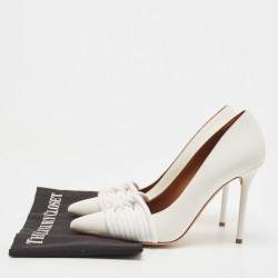 Pre Owned Malone Souliers White Leather Knotted Rope Pumps Size 38