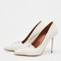 Pre Owned Malone Souliers White Leather Knotted Rope Pumps Size 38